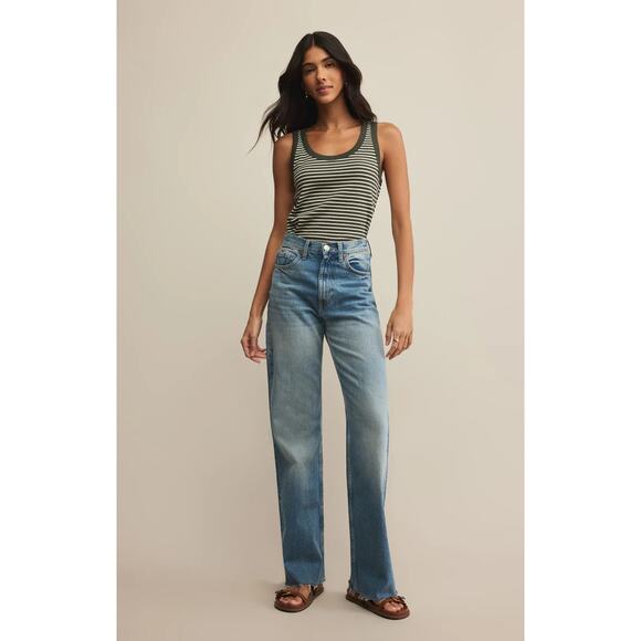 Z Supply Elin Stripe Rib Tank - Dark Agave NWT SIZE XS S M - Picture 5 of 5